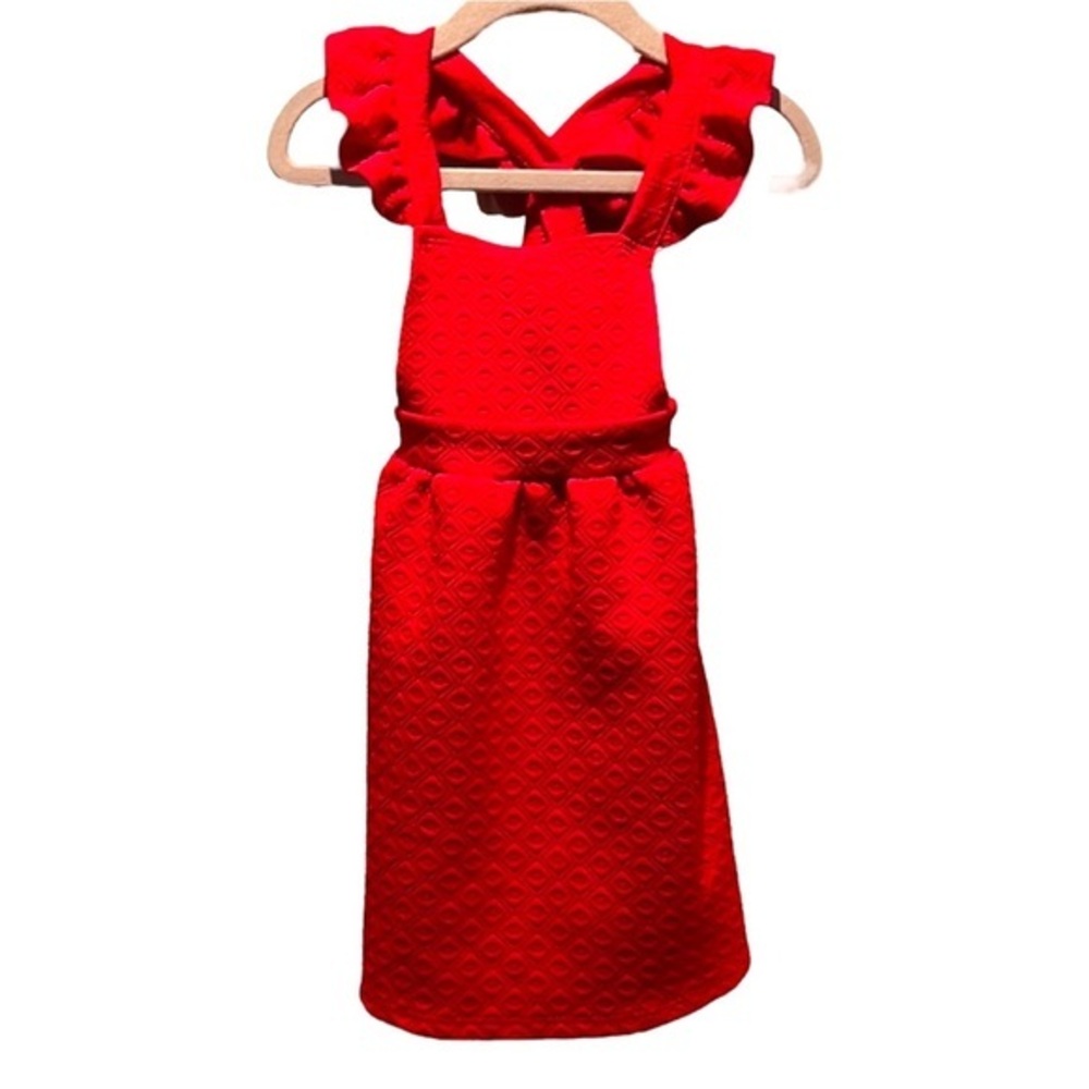 Heart & Arrow Red Embossed Style Fabric Jumper Dress Size 2T